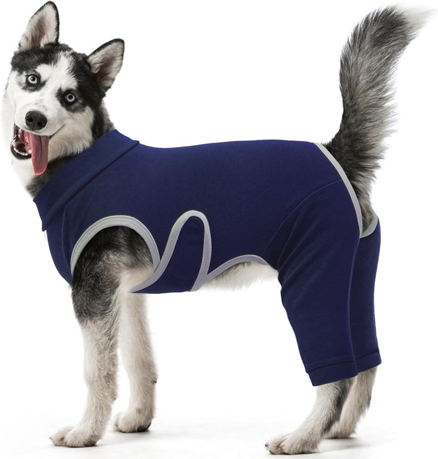 Kuoser dog surgery recovery suit blue 2XL front view