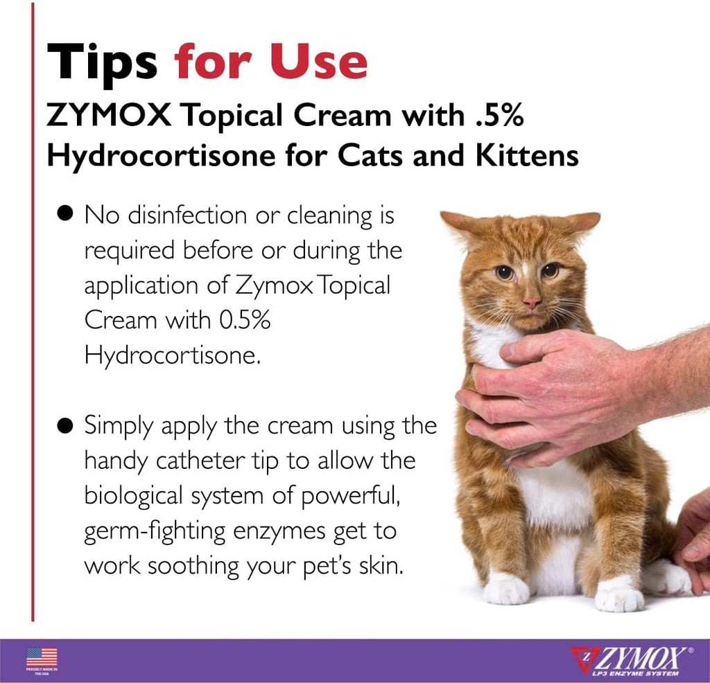 Zymox LP3 enzyme skin relief cream for cat hot spots and rashes