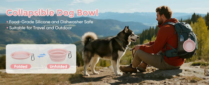 Safe BPA free collapsible dog feeding dish being cleaned in water