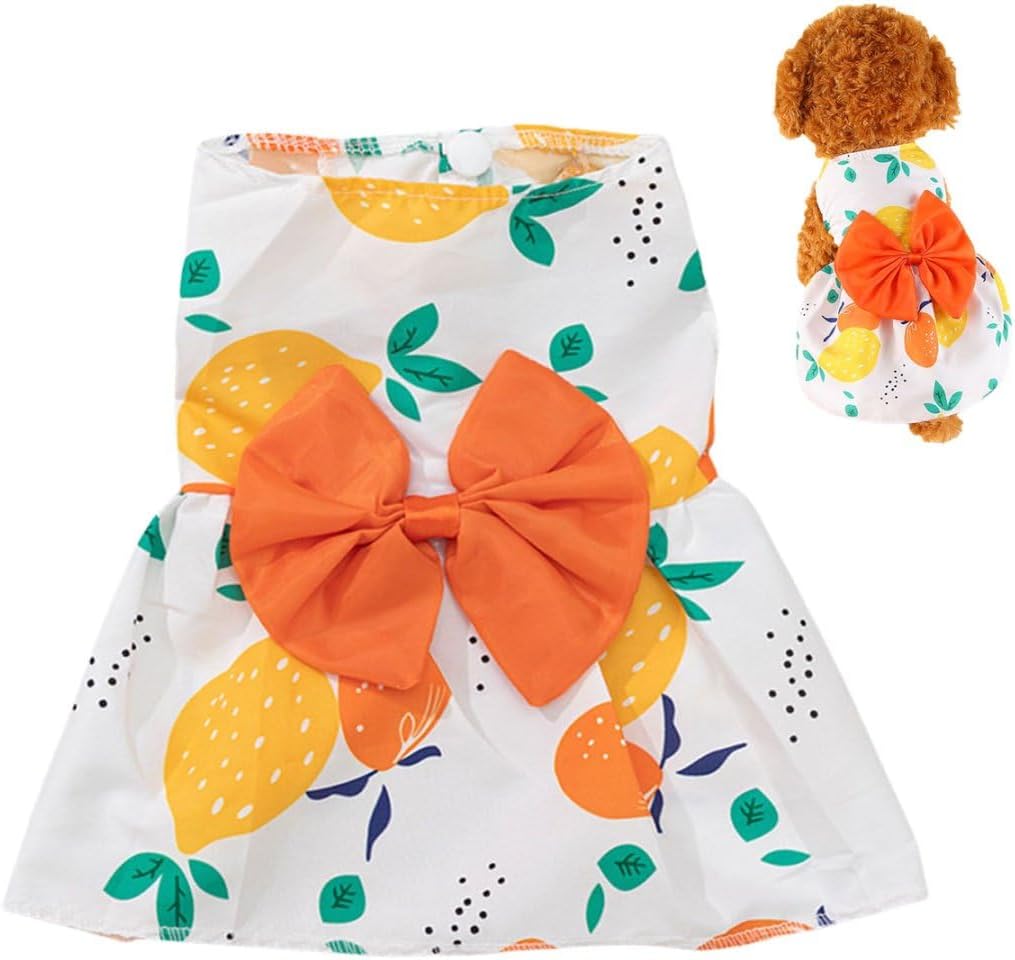 Back view of the OTKARXUS girl dog clothing highlighting the spread out hemline and stylish bowknot