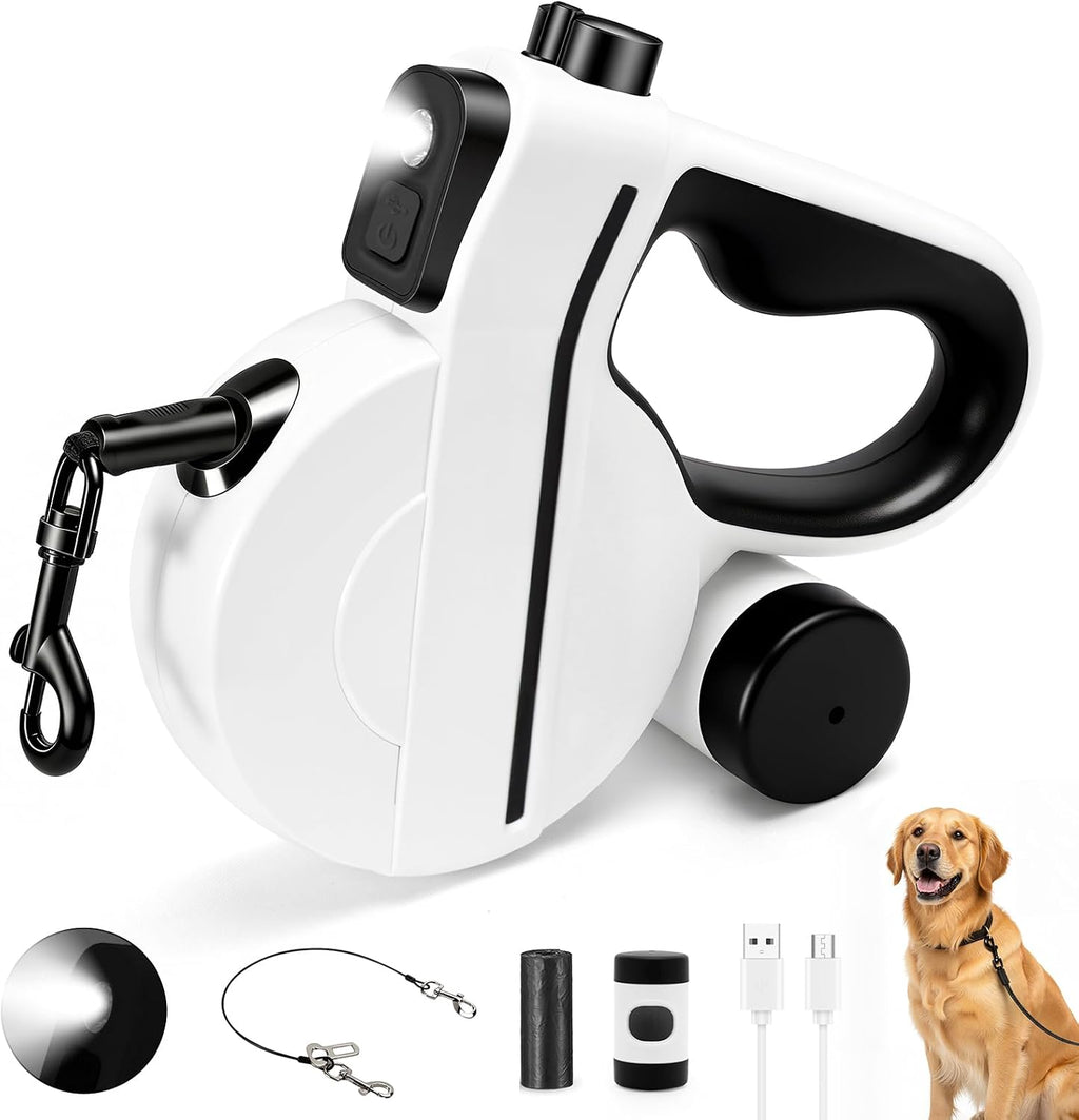 Petsweet retractable dog leash with LED light and handle front view