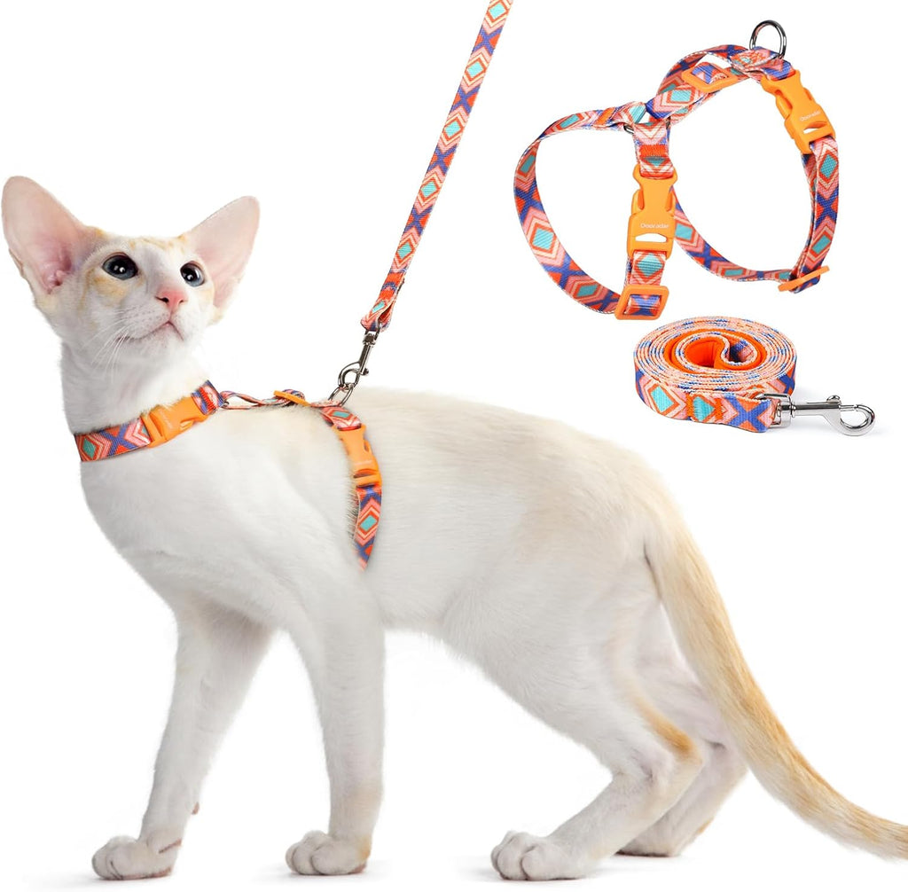 Dooradar Cat Harness and Leash, Escape Proof Adjustable Kitten Vest, Lightweight Soft Pet Straps, Easy Wearing for Small Medium Kitty Safe Walking Travel Control, Orange & Black, S - Image 10