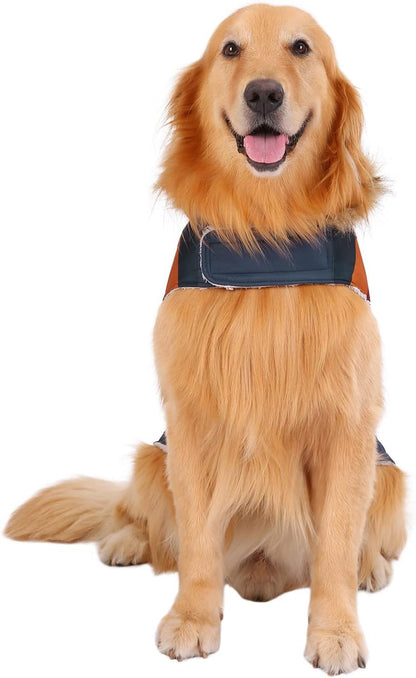 HDE dog parka winter coat side view on dog