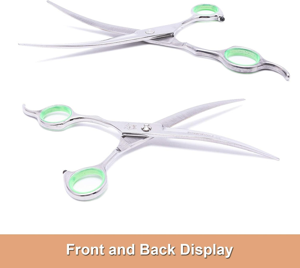 LovinPet heavy duty stainless steel cat grooming scissors side view angle.