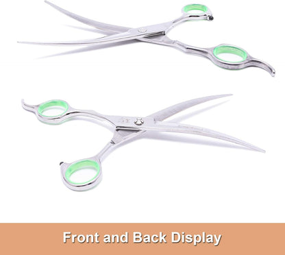 LovinPet heavy duty stainless steel cat grooming scissors side view angle.