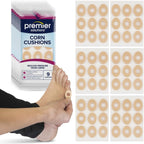 Premier Solutions Corn Cushions 54 Count pack front view for foot pain relief