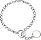 TagME chain dog choke collar front view showcasing the silver chrome plated links.