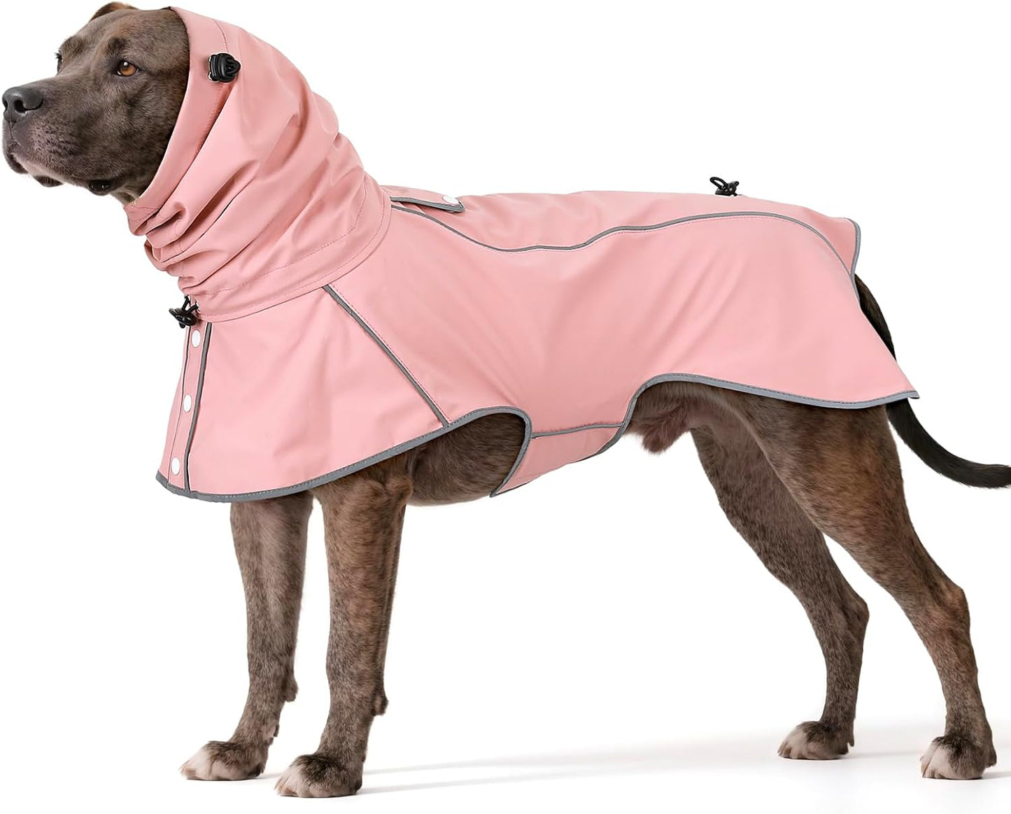 Ezierfy reflective dog raincoat front view pink waterproof jacket for large dogs