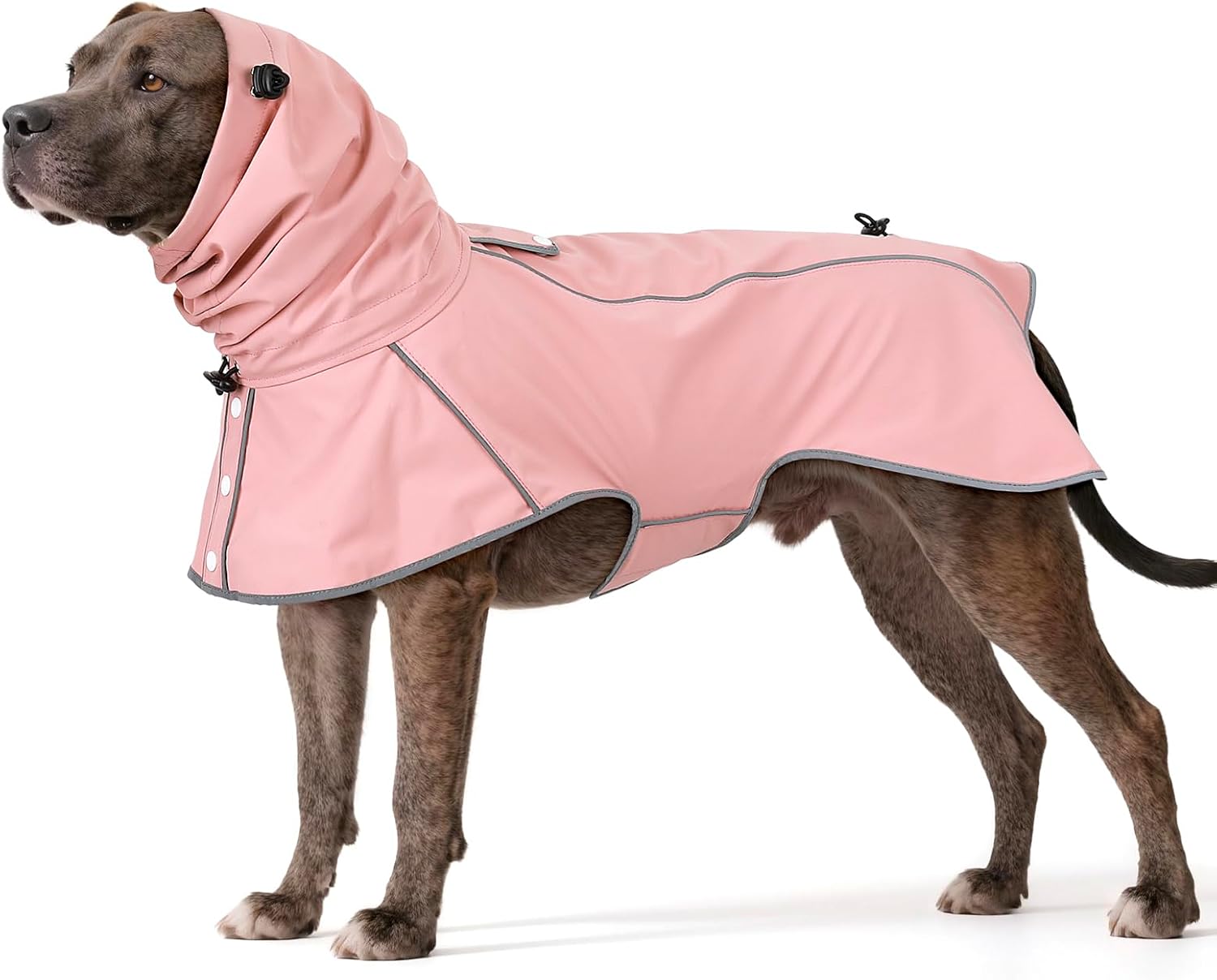 Ezierfy reflective dog raincoat front view pink waterproof jacket for large dogs