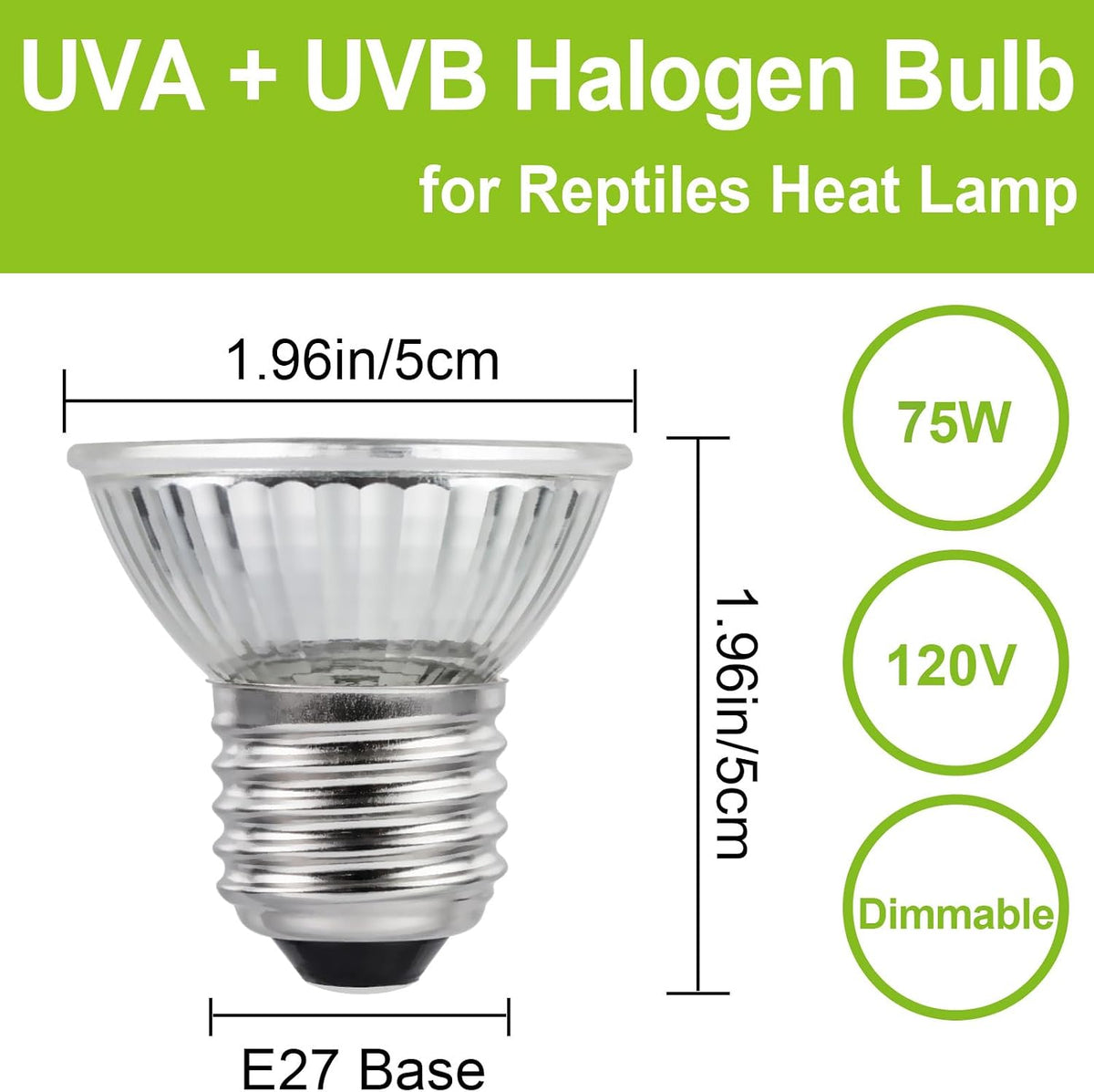 Yegrueb 75 watt basking heat lamp bulbs for turtles and bearded dragons.