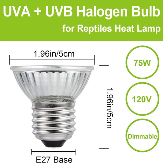 Yegrueb 75 watt basking heat lamp bulbs for turtles and bearded dragons.