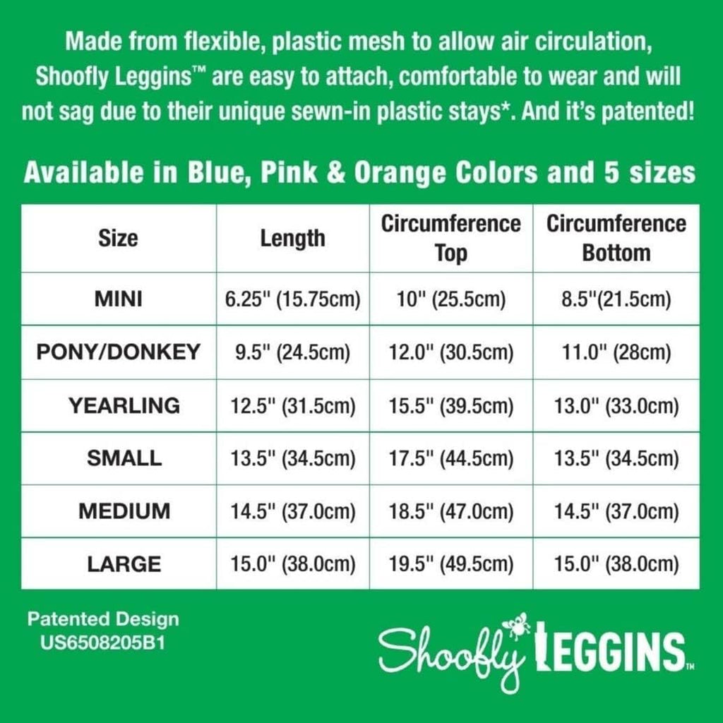 Authentic USA-imported SHOOFLY horse leggings showing the double sewn-in plastic stays.