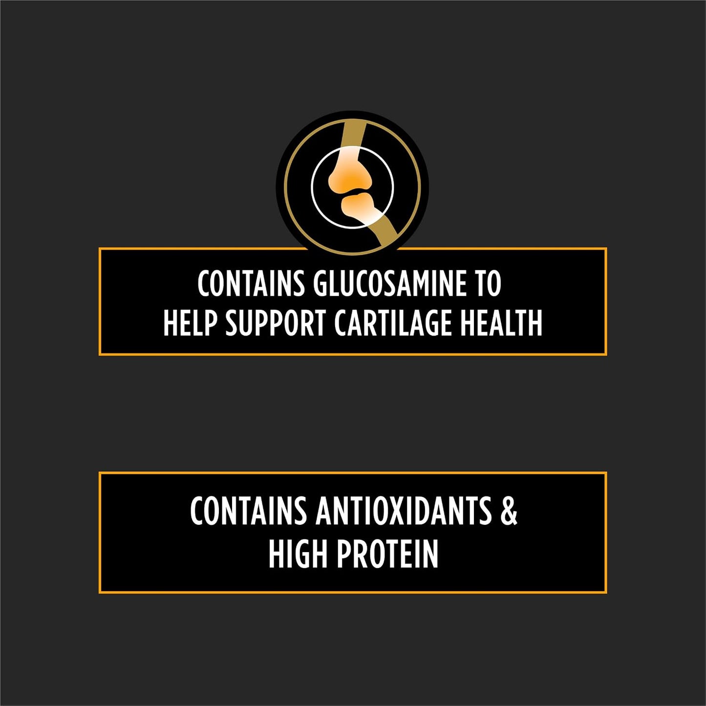 Purina Pro Plan hip and joint support prescription kibble for adult dogs back view showing feeding guide