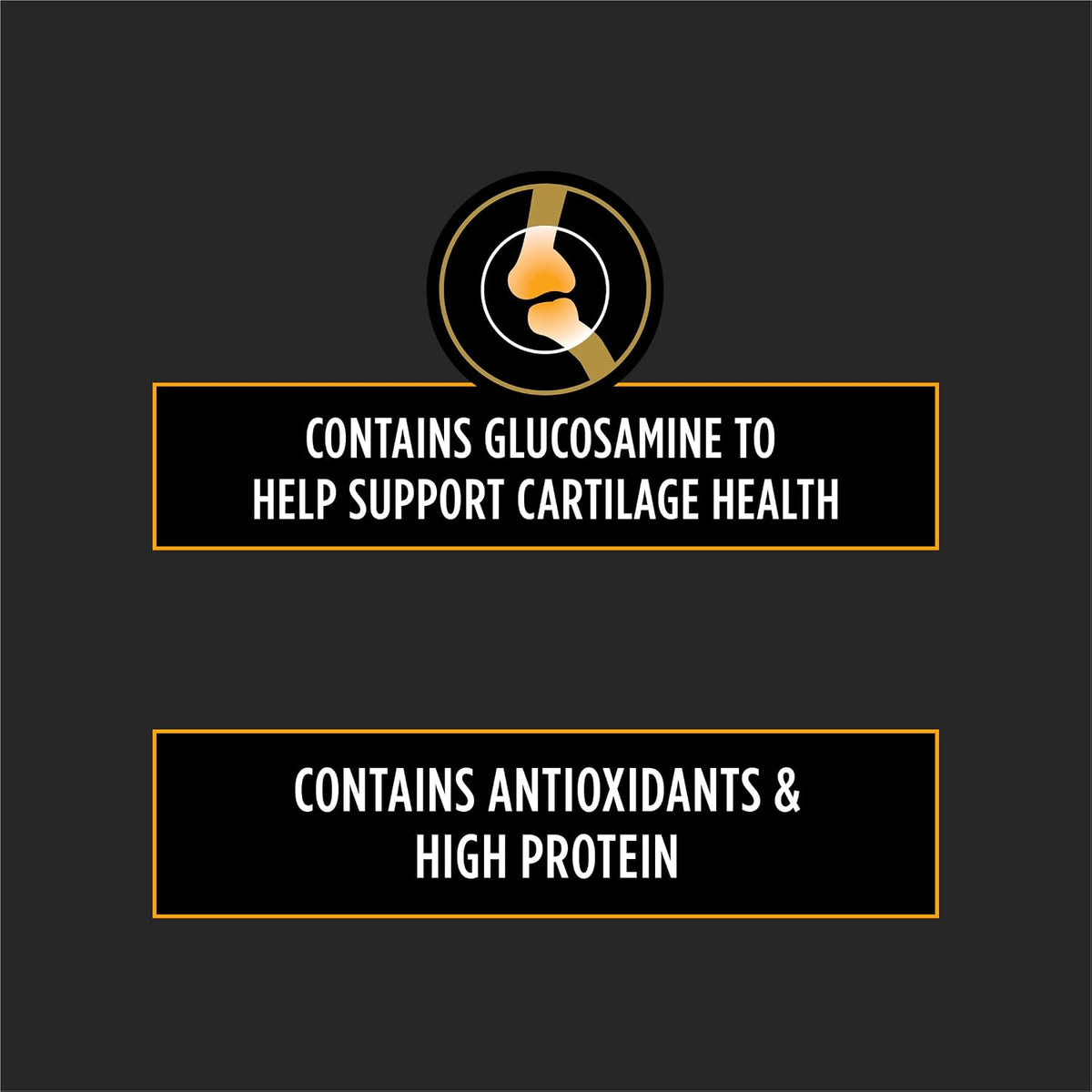 Purina Pro Plan hip and joint support prescription kibble for adult dogs back view showing feeding guide