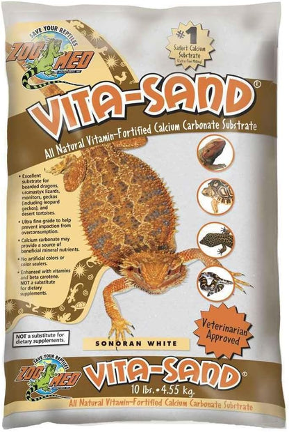 Zoo Med Vita Sand Sonoran White 10 Pounds bag front view