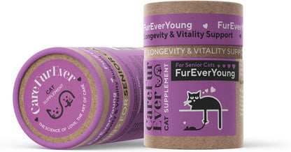 CareFurEver imported USA cat supplement nutritional panel details regarding Vitamin A and D3 dosage.