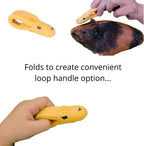 Yellow finger grooming tool for bonding with small domestic pets