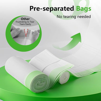 Close up of the durable green drawstring closure on a transparent pet waste liner