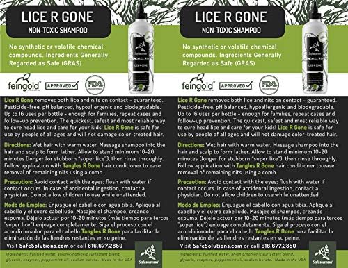 Enzyme based pesticide free lice shampoo bottle showing natural ingredients