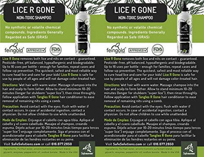 Enzyme based pesticide free lice shampoo bottle showing natural ingredients