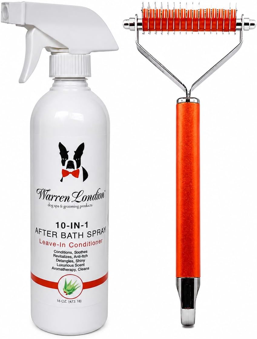 Warren London 10-in-1 After Bath Dog Spray | Leave-in Conditioner & Detangler for Dogs | Aloe Vera, Silk Amino Acids & Green Tea | Fresh Scent | 4oz Travel Size | Made in USA - Image 9