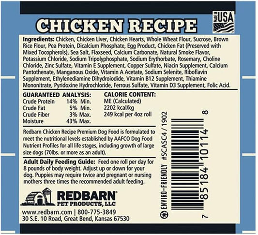 Redbarn Chicken Roll premium dog food package details