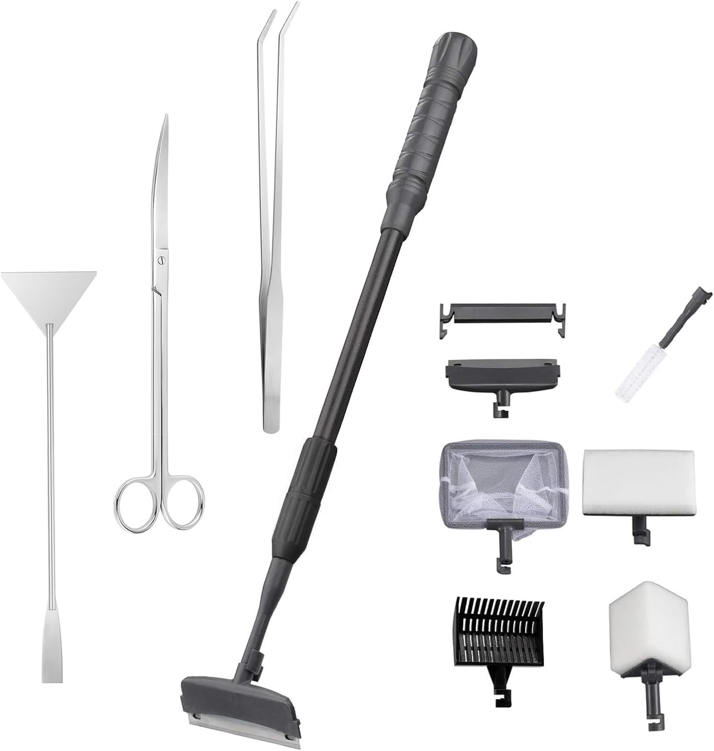 Carefree Fish 4IN1 Aquarium Cleaning Tools Long Handle Adjustable Length 18~24Inch Fish Tank Cleaner Kit Algae Scraper Scrubber Brushes Set - Image 9