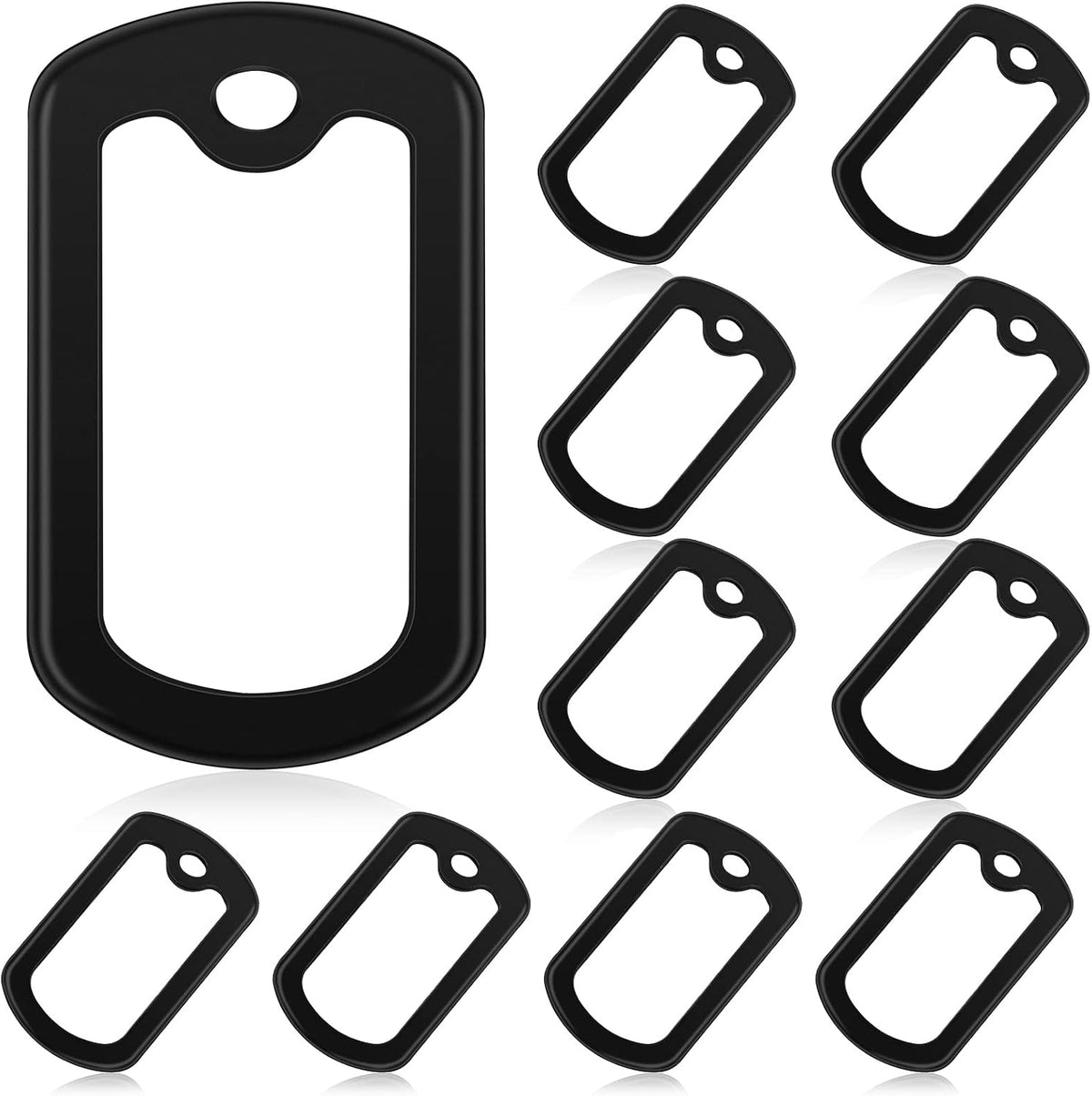 Weewooday 10 pack dog tag silicone silencer black front view on military identification tags.