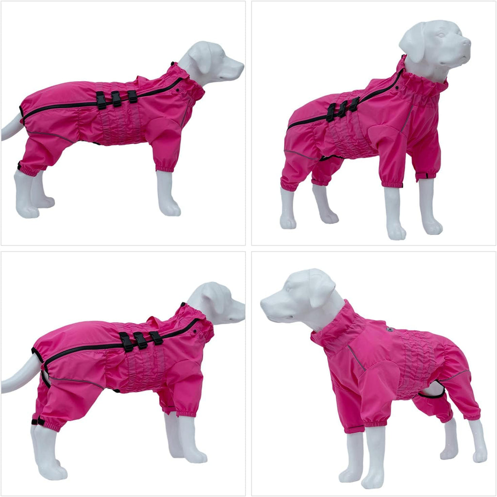Lovelonglong Waterproof Dog Raincoat - 4-Leg Full Body Dog Rain Suit with Reflective Strips & Leash Opening, Outdoor Dog Jacket for Rainy Weather - Image 14
