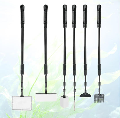 Complete fish tank cleaner set with replaceable silicone strips and pipe brush accessories