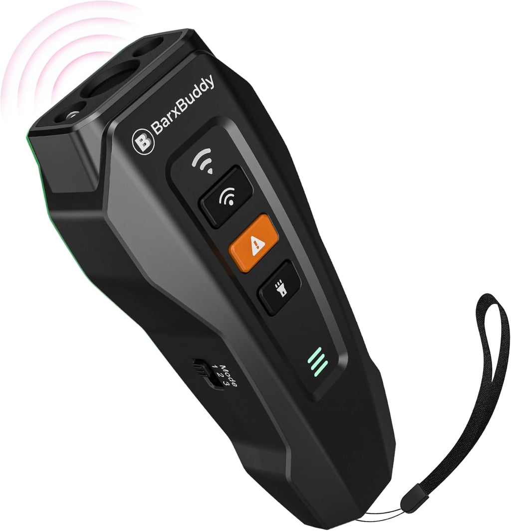 BarxBuddy 2nd Gen black ultrasonic dog bark deterrent front view