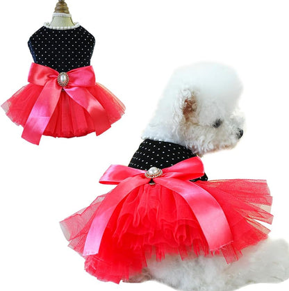 Fancy Dog Dresses with Leash Ring, Embroidered Dog Wedding Dress, Bow Puppy Clothes for Small pet Girl Multi-Layer Lace Tutu Cat Outfit for Kitten Chihuahua Yorkie, Small - Image 10