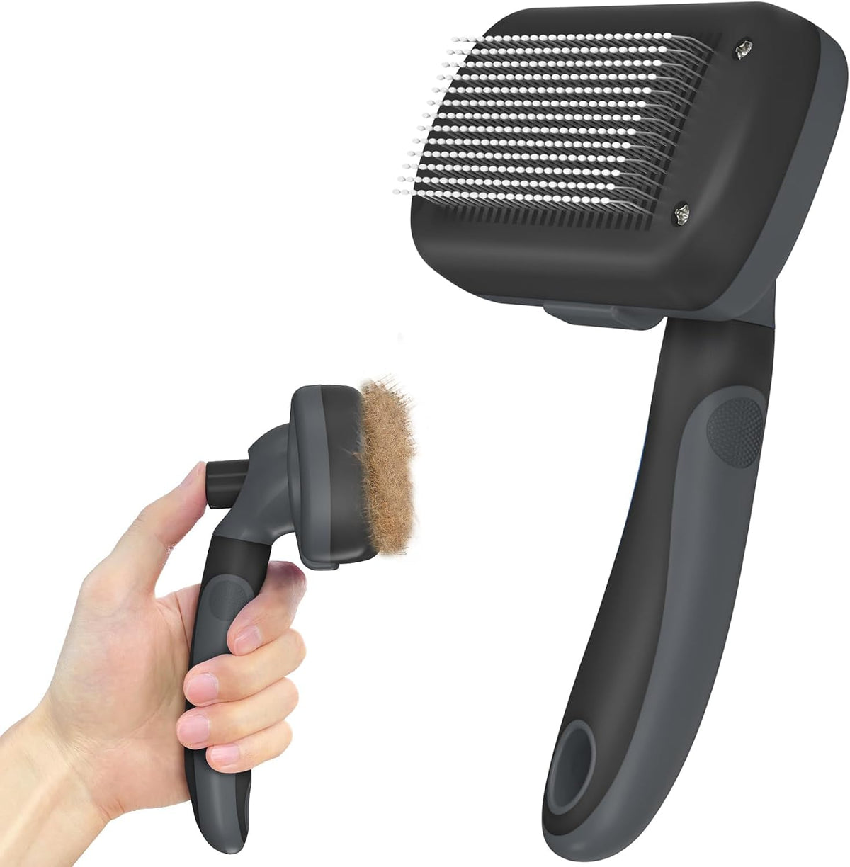 Dipoo Self Cleaning Shedding Brush - Skin Friendly Grooming Tool for Dogs, Cats, and Puppies, Deshedding and Hair Removal for Long and Short Haired Pets, Black - Image 12