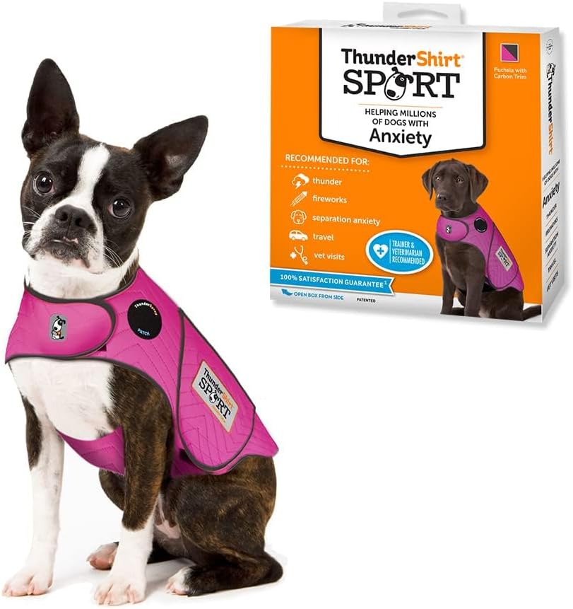 Thundershirt sport calming wrap platinum color with tangerine trim back view