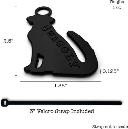 Swaggly funny dog shaped waste bag dispenser showing the velcro strap attachment