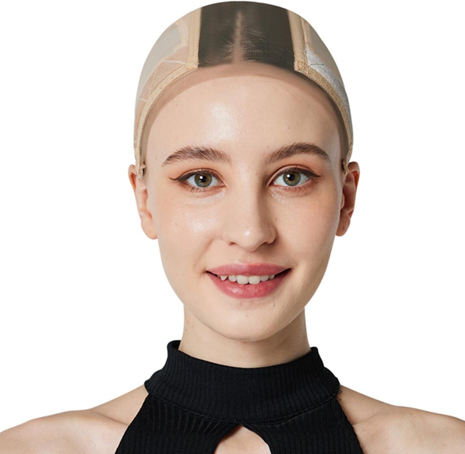 Xiushumyi lace wig cap front view beige