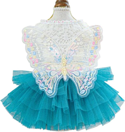 Yorkie puppy styled in the premium imported ANIAC wedding dress.