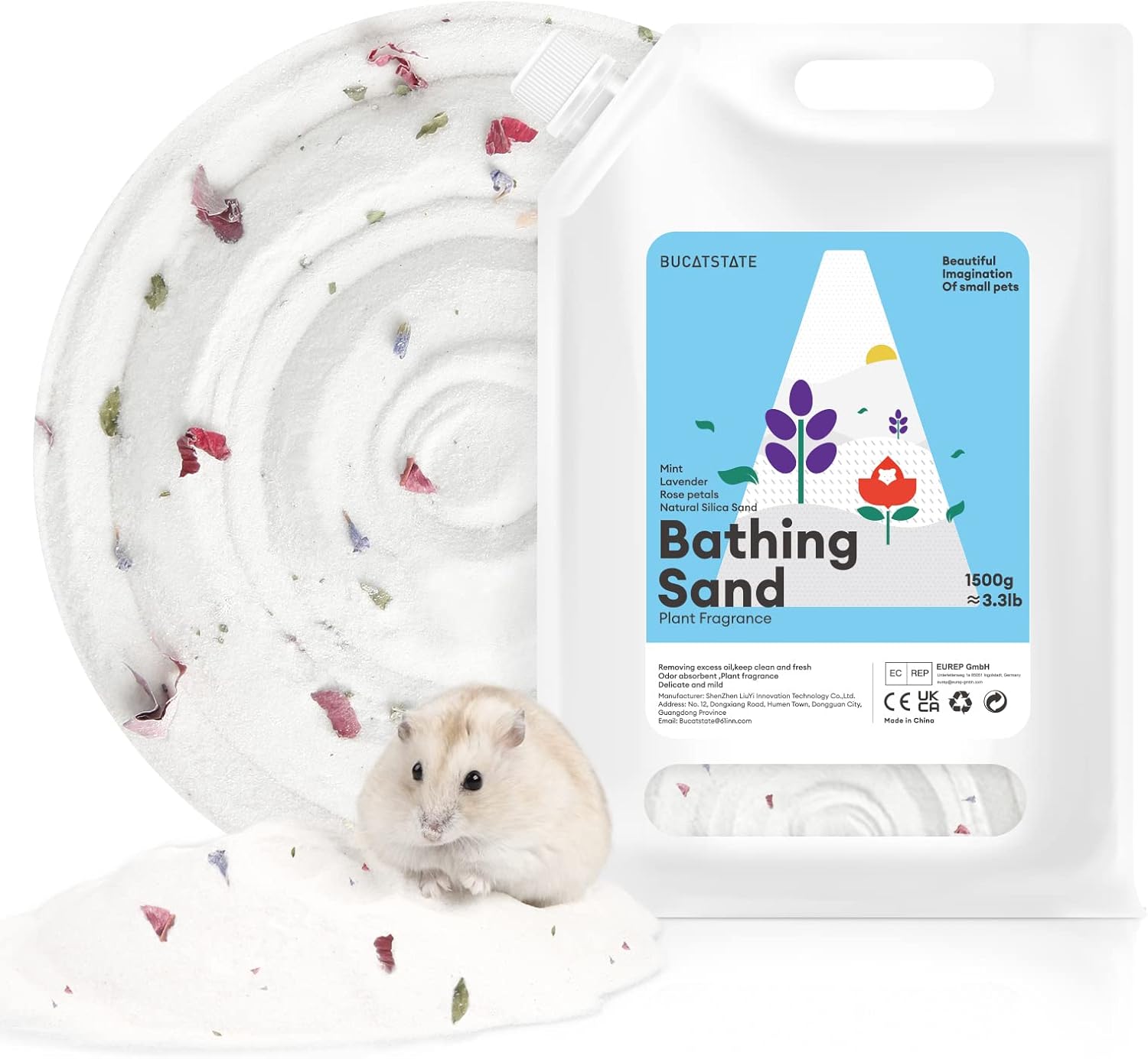 BUCATSTATE Hamster Bath Sand with Pour Spout, 6.6LB Desert Bath Sand | No-Dust Potty Litter Calcium-Free Sand for Hamster Chinchillas Gerbil Mice Degu or Other Small Pets (Fine Sand) - Image 13