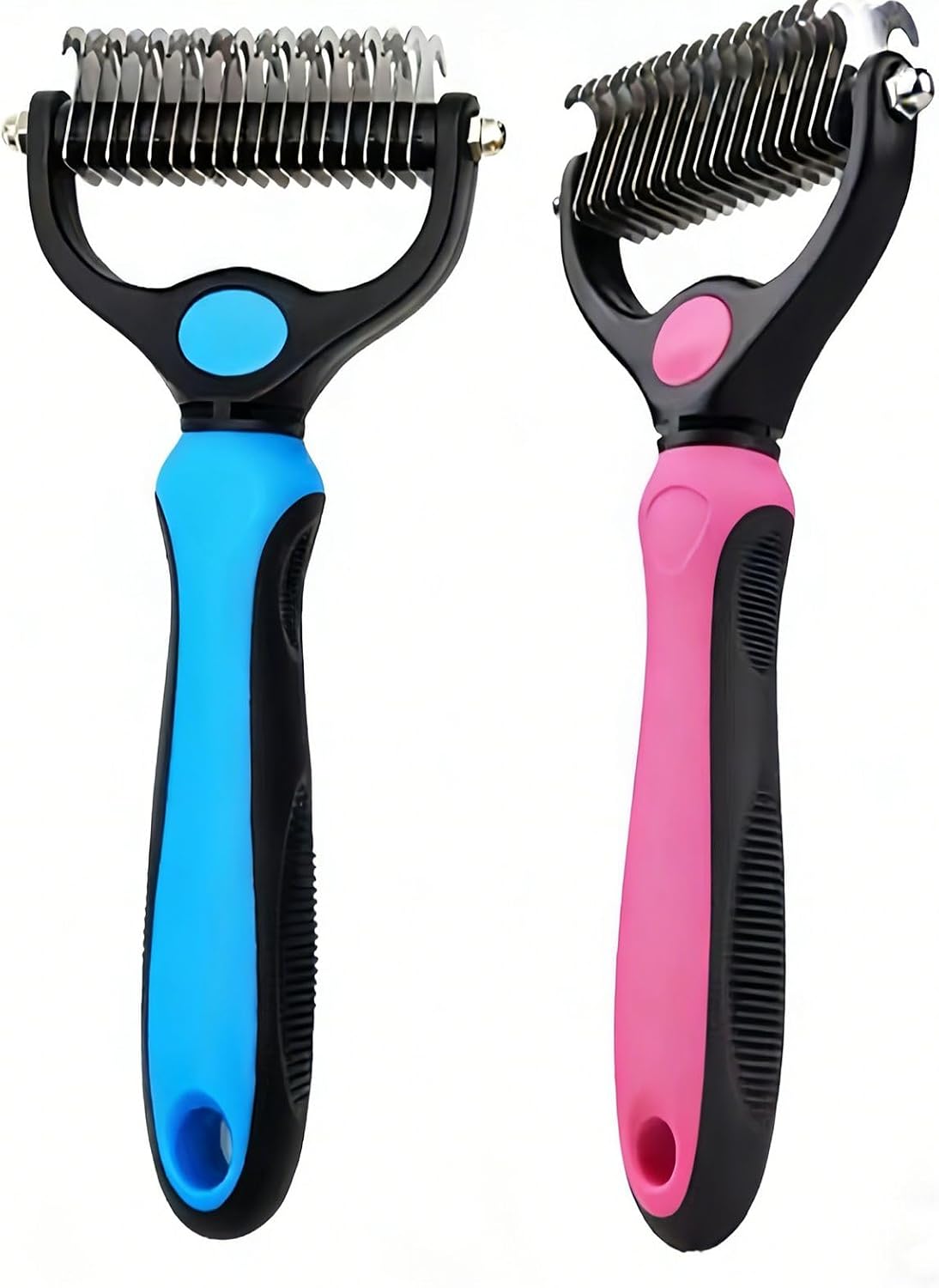 Double-Sided Dematting & Deshedding Comb for Dogs & Cats, Stainless Steel Undercoat Rake Pet Grooming Brush, Gentle Shedding Tool for Long Haired & Thick Coated Pets(Blue) - Image 4
