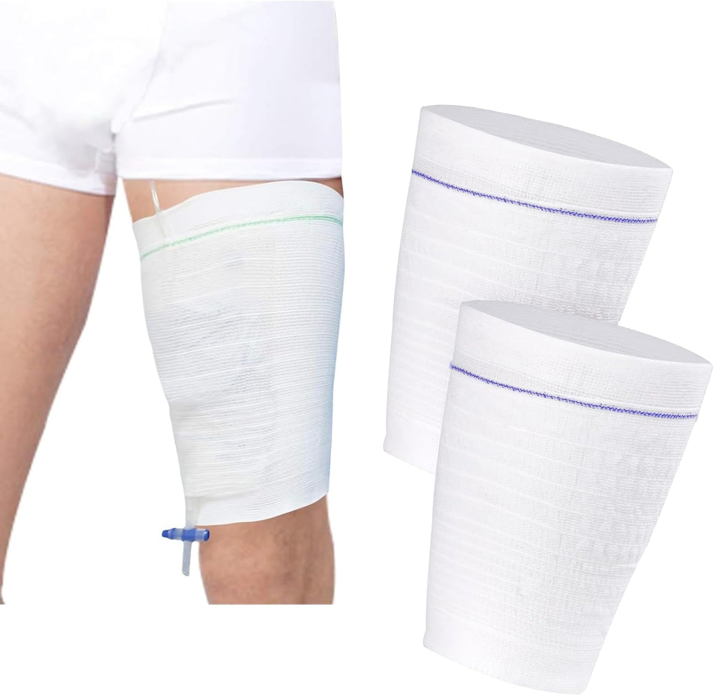 CARER Healthcare Catheter Leg Bag Holder front view white elastic sleeve.
