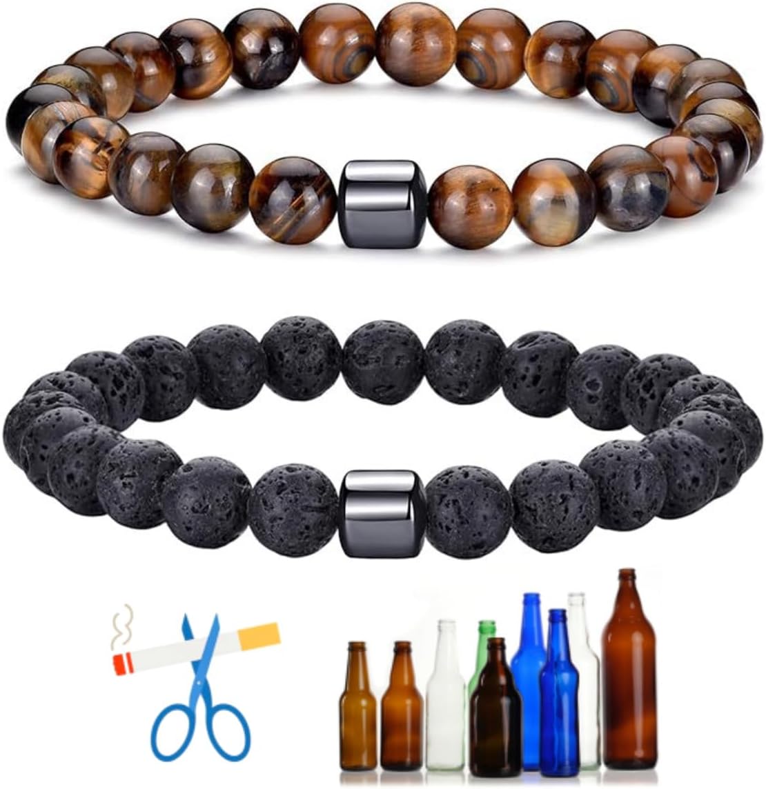 72ore Anti Alcohol Bracelet front view with natural stone beads.