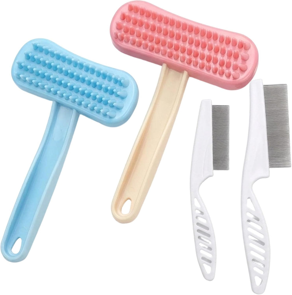 MIJIJHH professional four piece bunny brush set front view for rabbit grooming