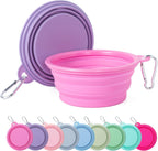 SLSON Collapsible Dog Bowl, 2Pack Macaron Color Pet Travel Bowls Silicone Foldable Water Feeder Dish for Small to Large Dogs Cat Walking Hiking Camping (Macaron Blue and Light Grey, Small) - Image 11