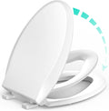 Uming elongated toilet seat with built-in potty training seat installed on a western commode bowl