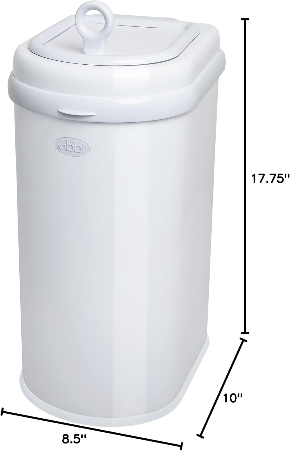 Ubbi Pet Waste Pail, Odor-Locking Cat Litter Disposal System, Stainless Steel Pet Waste Can with Safety Lock & Scoop, No Special Bags Required, White - Image 12