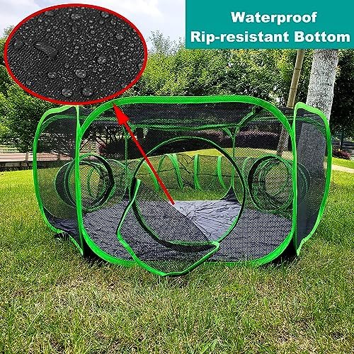 Small Animal Playpen Guinea Pig Hedgehog Cage Rabbit Cage with Fun Surround Tunnel Breathable & Transparent Pop Open Exercise Yard Fence with Top Cover Anti Escape - Image 6