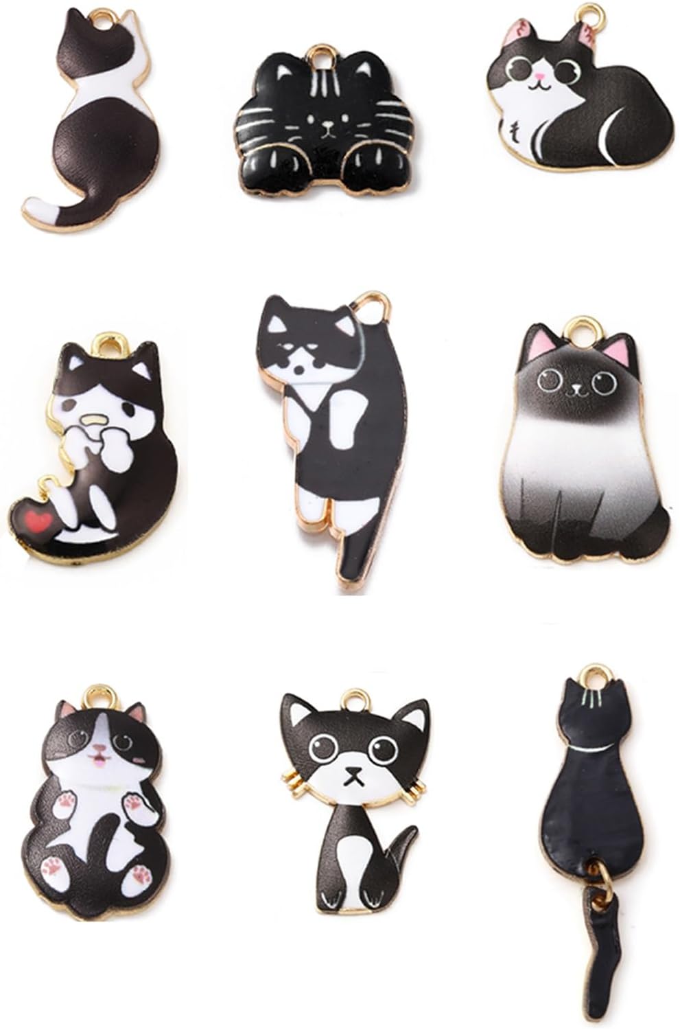 Assorted black kitten charms for jewelry making