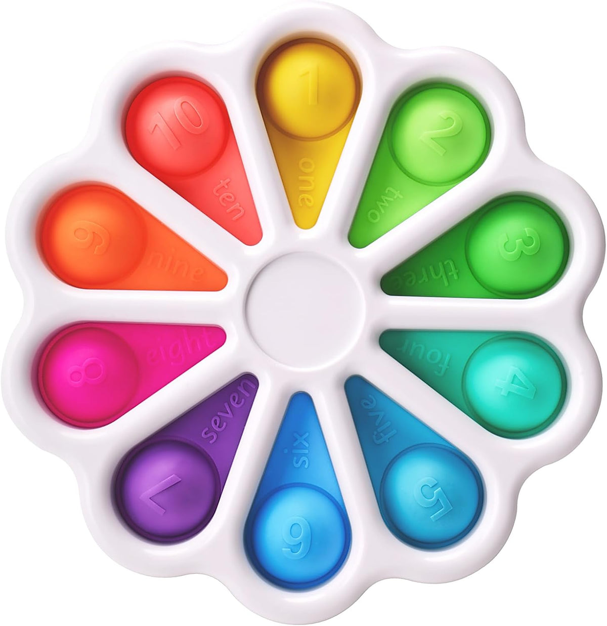 AFLUODN Pop Digits Fidget Sensory Montessori Toy front view showing colorful numbered bubbles from one to ten.