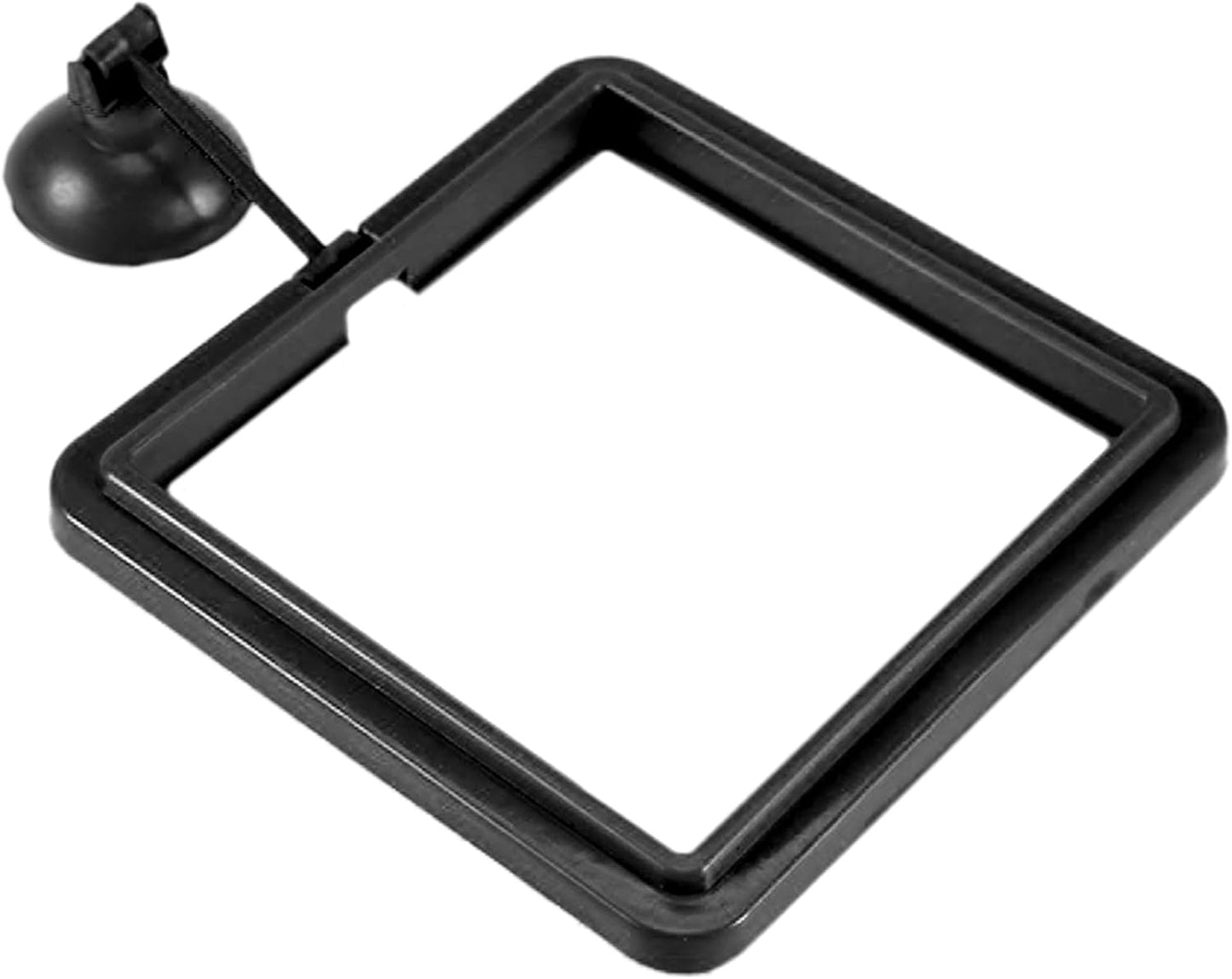 SunGrow fish food feeding ring front view floating in a clear aquarium tank.