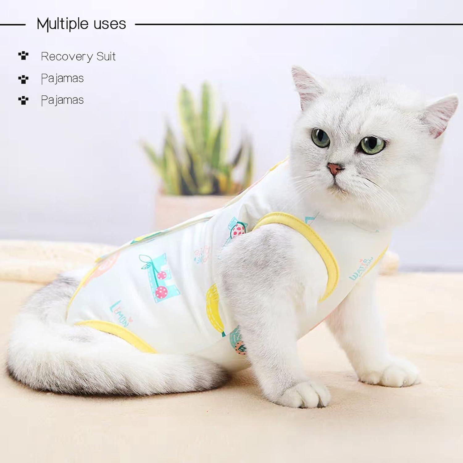 GCVOPTON three pack anti licking onesies in green pink and yellow colors